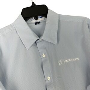 Boeing Performance Shirt  Mens M Gingham Business Office Employee Uniform